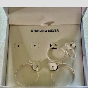 R H Macy Sterling Silver Hoop Earrings Set